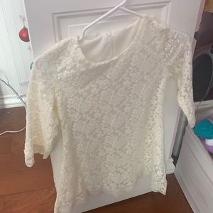 Girls white  lace dress 2 size 6 and 7